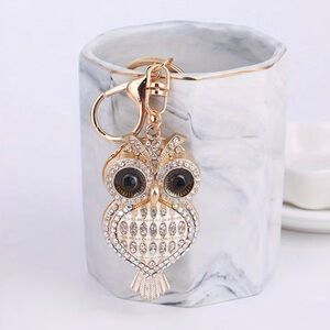 New rhinestone owl keychain charm